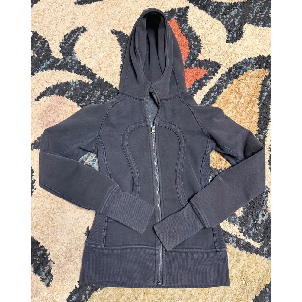 Lululemon Scuba Full Zip Hoodie Black Athletic Sweatshirt Thumbholes Hooded